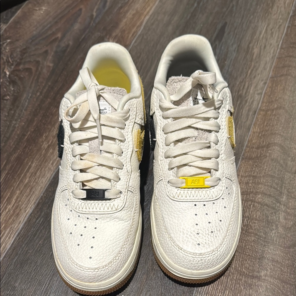 Nike White and Yellow Athletic Shoes with Chunky Sole